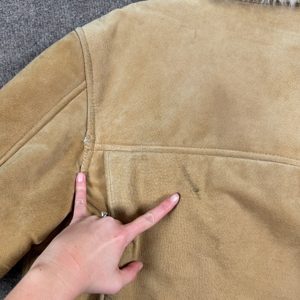 J Percy Marvin Richards Suede Leather Chore Barn Jacket Fur Lined Coat Women’s M - Picture 7 of 12